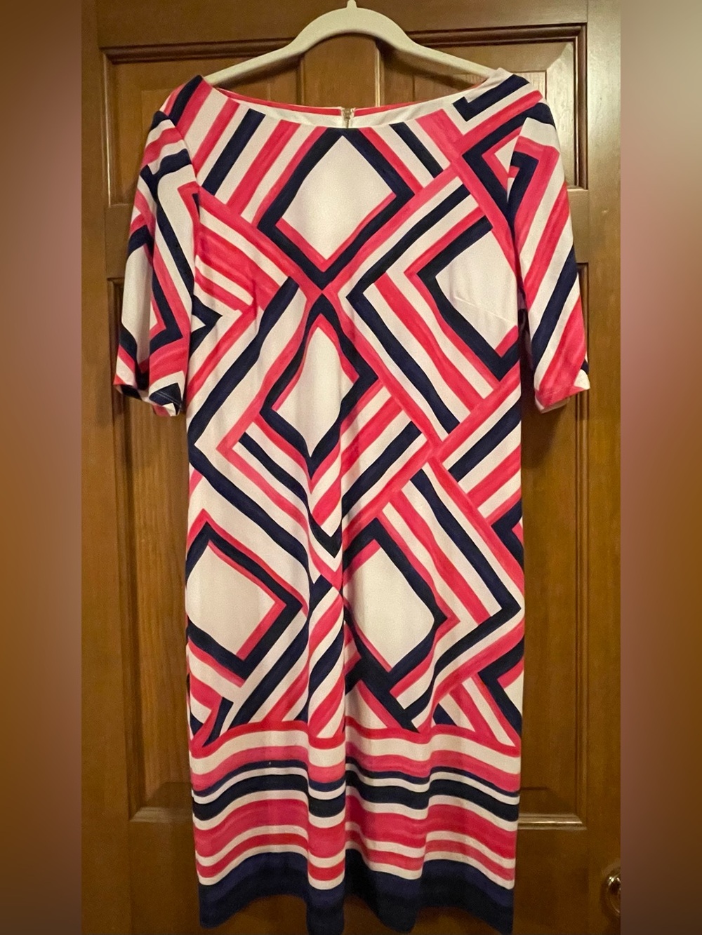 Eliza J Geometric Short-Sleeve Shift Dress